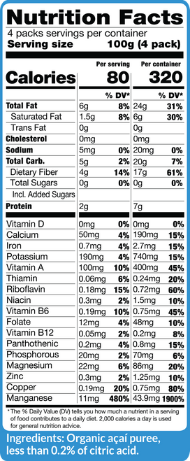 Amafruits Acai Pure & Unsweetened Fruit Puree Mix - 4 pack (FROZEN)